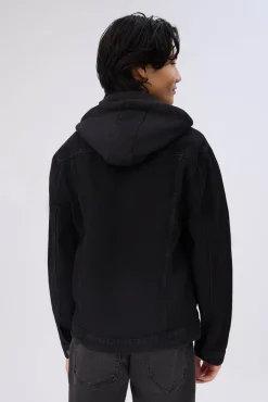 Amnesia Mens Denim Hooded Jacket