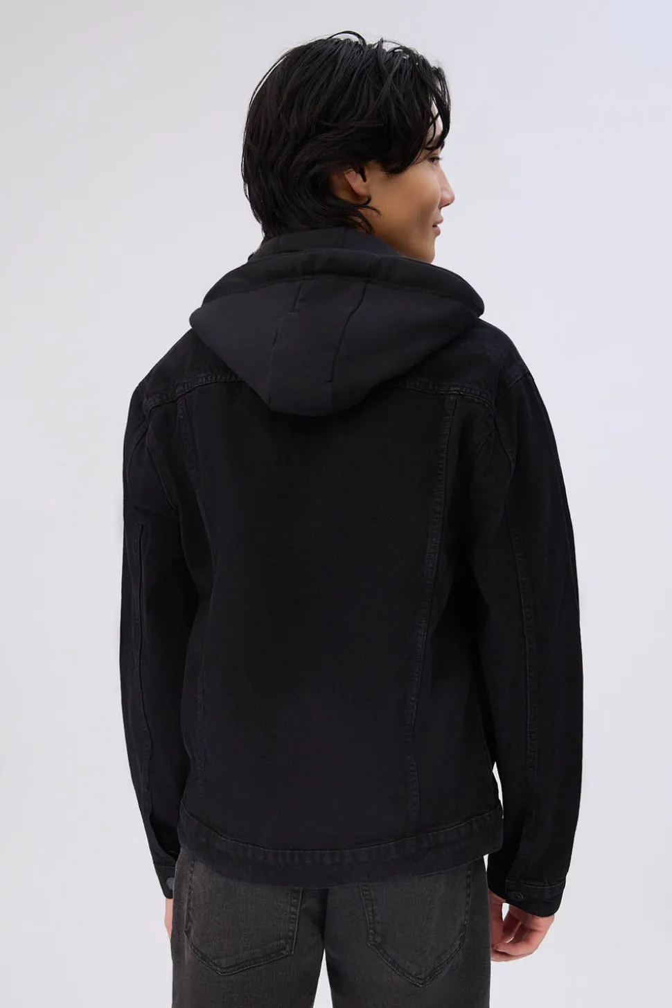 Amnesia Mens Denim Hooded Jacket