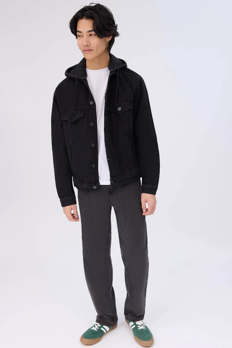 Amnesia Mens Denim Hooded Jacket