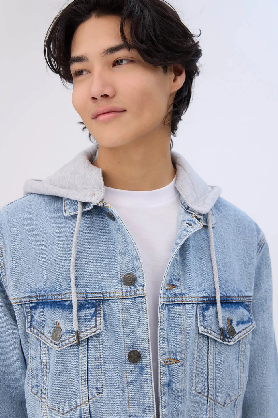 Amnesia Mens Denim Hooded Jacket
