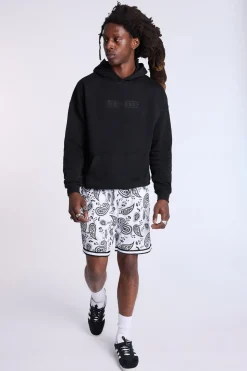 Arsenic Mens Allover Bandana Print Fleece Shorts