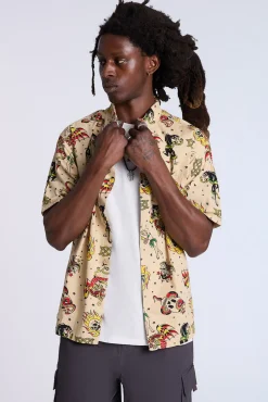 Arsenic Mens Allover Tattoo Print Button-Up