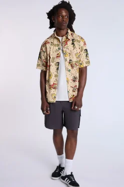 Arsenic Mens Allover Tattoo Print Button-Up