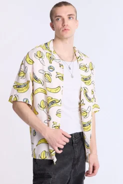 Arsenic Mens Banana Skeleton Button-Up