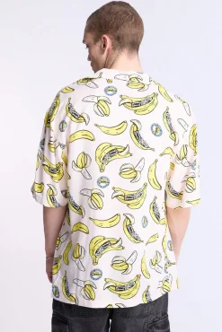 Arsenic Mens Banana Skeleton Button-Up