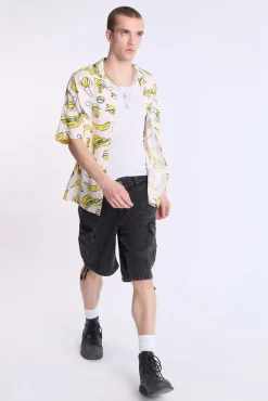 Arsenic Mens Banana Skeleton Button-Up