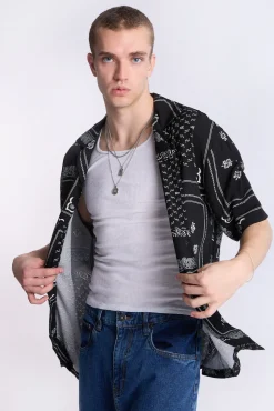 Arsenic Mens Bandana Print Button-Up