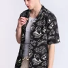 Arsenic Mens B&W Fruit Skulls Button-Up