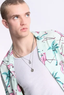 Arsenic Mens Flamingo Print Button-Up