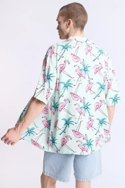 Arsenic Mens Flamingo Print Button-Up