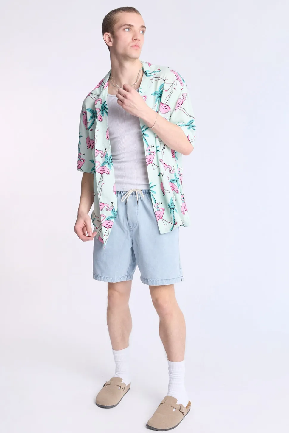 Arsenic Mens Flamingo Print Button-Up