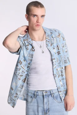 Arsenic Mens Hawaiian Print Button-Up