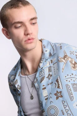 Arsenic Mens Hawaiian Print Button-Up