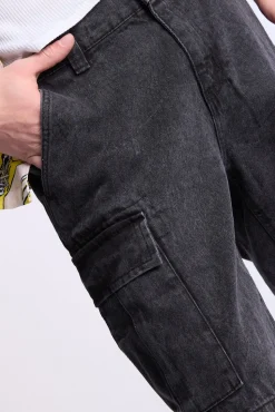 Arsenic Mens Loose Denim Cargo Shorts