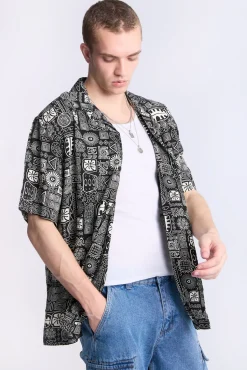 Arsenic Mens Tribal Print Button-Up