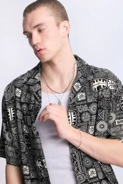 Arsenic Mens Tribal Print Button-Up