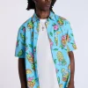 Arsenic Mens Tropical Skulls Button-Up Shirt