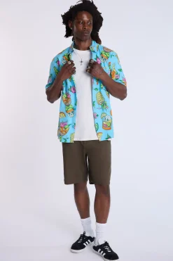 Arsenic Mens Tropical Skulls Button-Up Shirt