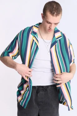 Arsenic Mens Vertical Stripes Button-Up