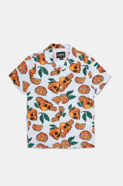 Arsenic Youth Orange Skulls Button-Up