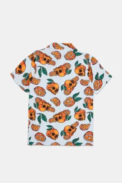 Arsenic Youth Orange Skulls Button-Up