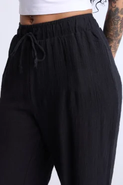 Cotton Gauze Wide Leg Pant