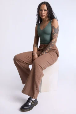 Cotton Gauze Wide Leg Pant