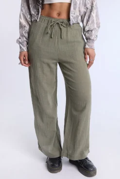 Cotton Gauze Wide Leg Pant
