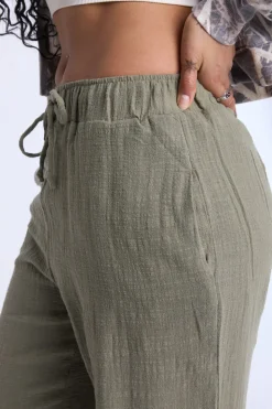Cotton Gauze Wide Leg Pant