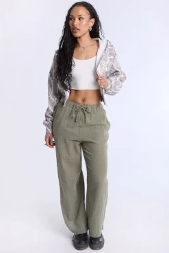 Cotton Gauze Wide Leg Pant