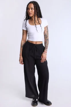 Cotton Gauze Wide Leg Pant