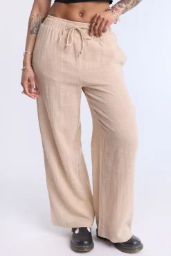 Cotton Gauze Wide Leg Pant