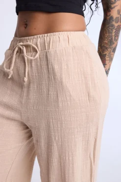 Cotton Gauze Wide Leg Pant