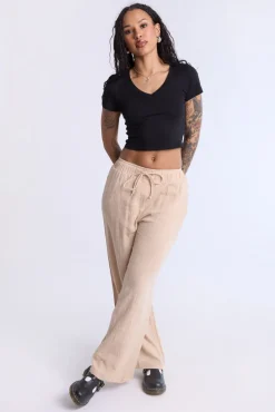 Cotton Gauze Wide Leg Pant