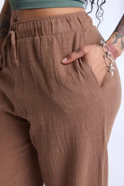 Cotton Gauze Wide Leg Pant