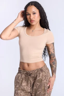 Cropped Scoop Neck Tee