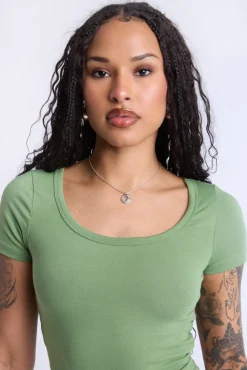 Cropped Scoop Neck Tee