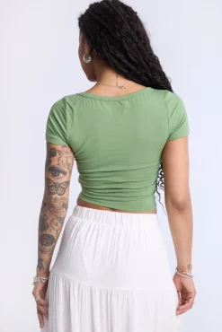 Cropped Scoop Neck Tee