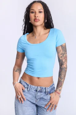 Cropped Scoop Neck Tee