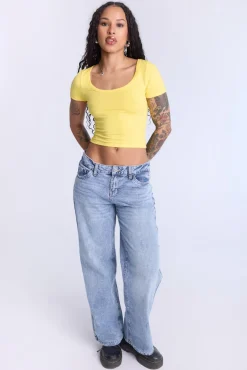 Cropped Scoop Neck Tee