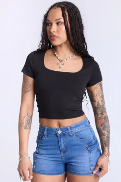 Cropped Square Neck Tee