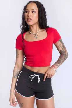 Cropped Square Neck Tee