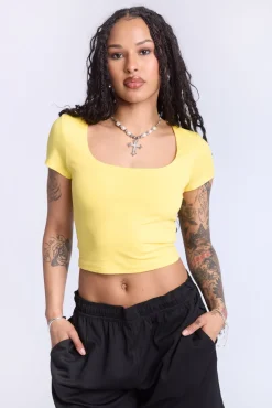 Cropped Square Neck Tee