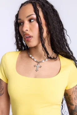 Cropped Square Neck Tee