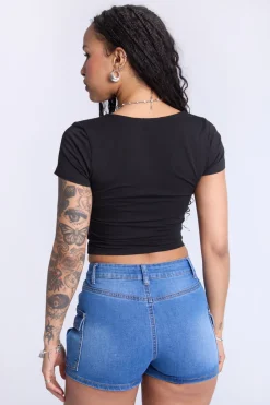 Cropped Square Neck Tee