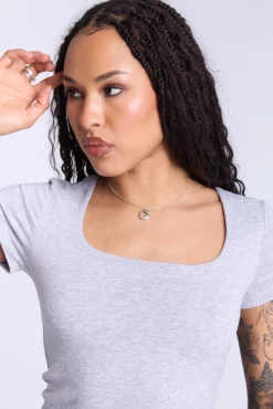 Cropped Square Neck Tee