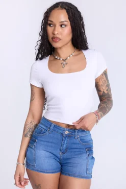 Cropped Square Neck Tee