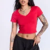Cropped V-Neck Tee