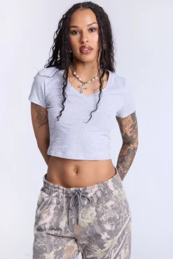 Cropped V-Neck Tee