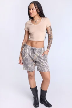 Cropped V-Neck Tee